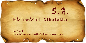 Sárvári Nikoletta névjegykártya