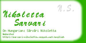 nikoletta sarvari business card