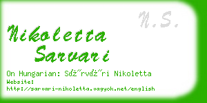 nikoletta sarvari business card